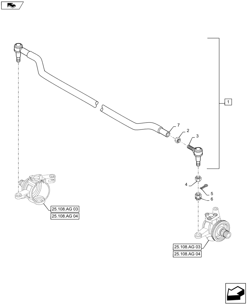 Схема запчастей Case IH MAXXUM 120 - (41.106.AG[01]) - VAR - 330414, 330427 + STD - CL.3 FRONT AXLE - STEERING TRACK ROD (41) - STEERING