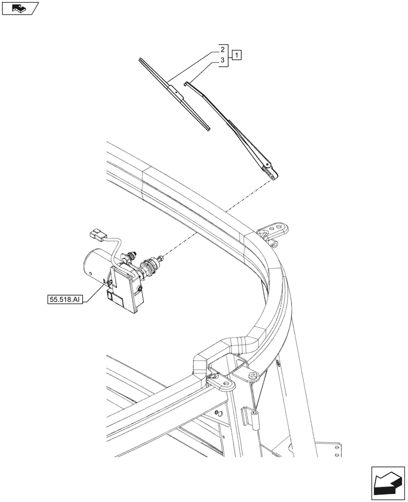 Схема запчастей Case IH FARMALL 105C - (55.518.AH) - VAR - 334180, 334181, 334182, 334183, 334185, 744588 - WIPER ARM (55) - ELECTRICAL SYSTEMS