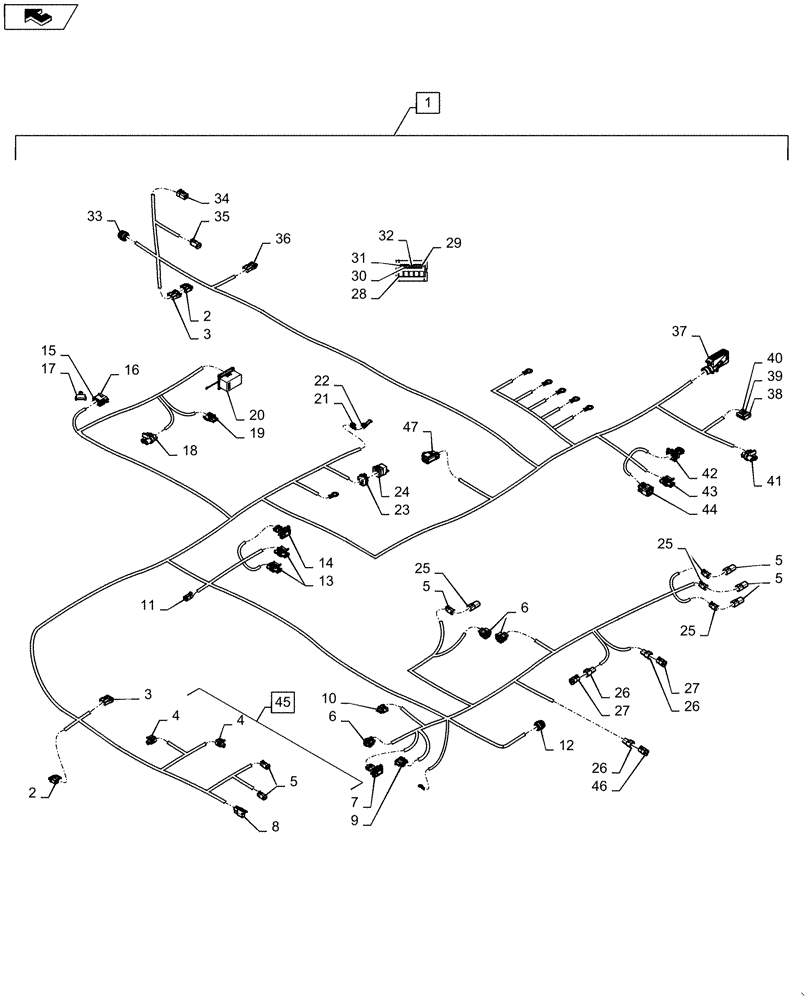 Схема запчастей Case IH MAGNUM 235 - (55.100.AC[07]) - HARNESS, CHASSIS - CVT (55) - ELECTRICAL SYSTEMS