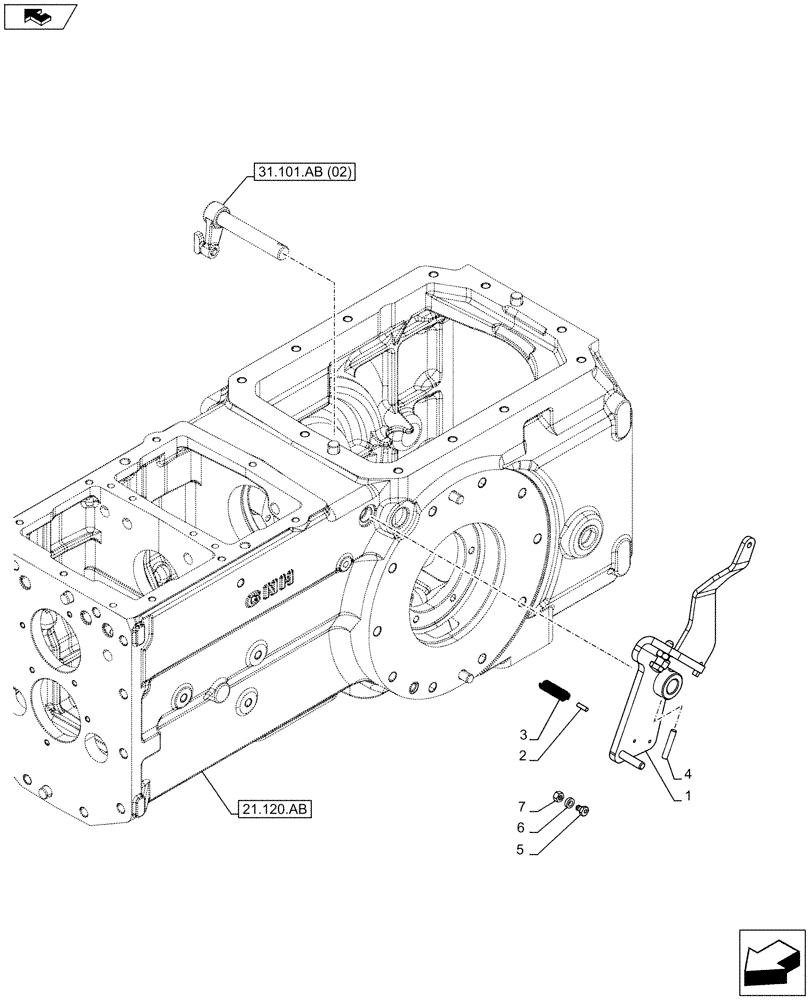 Схема запчастей Case IH FARMALL 105C - (31.101.AC[02]) - VAR - 743768 - PTO 540/540E/1000 RPM, HYDRAULIC, CONTROL LEVER (31) - IMPLEMENT POWER TAKE OFF