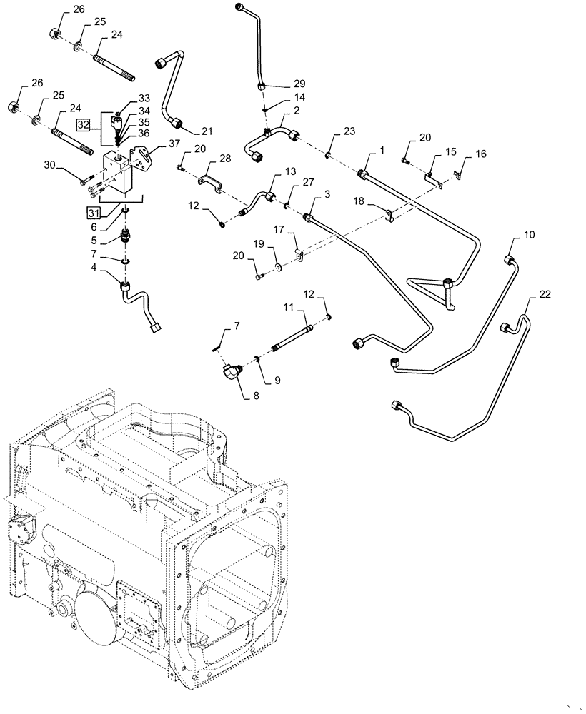 Схема запчастей Case IH MAGNUM 315 - (21.506.BE[01]) - TRANSMISSION - CVT - MAIN HOUSING TUBE ASSY - INTERNAL (21) - TRANSMISSION