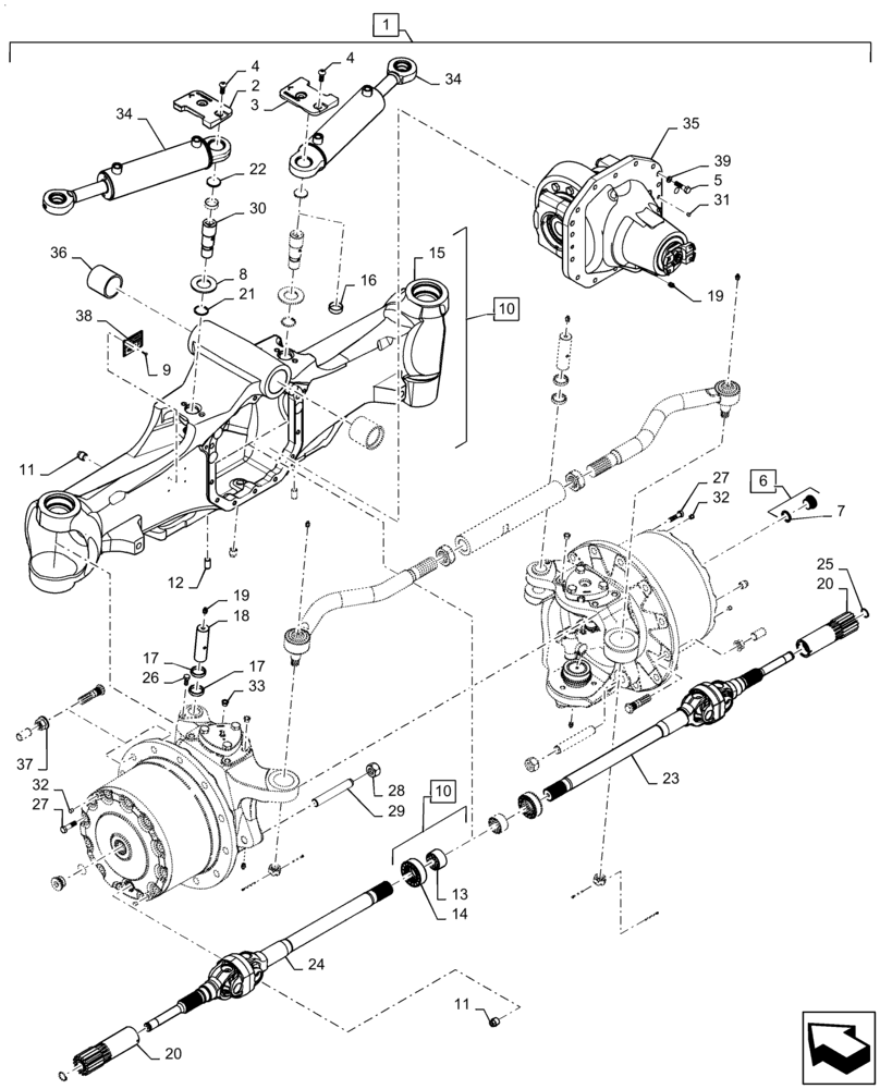 Схема запчастей Case IH MAGNUM 2654 - (25.100.AD[02]) - VAR- 420224 - FRONT AXLE ASSY, CL 4.75 STANDARD (25) - FRONT AXLE SYSTEM