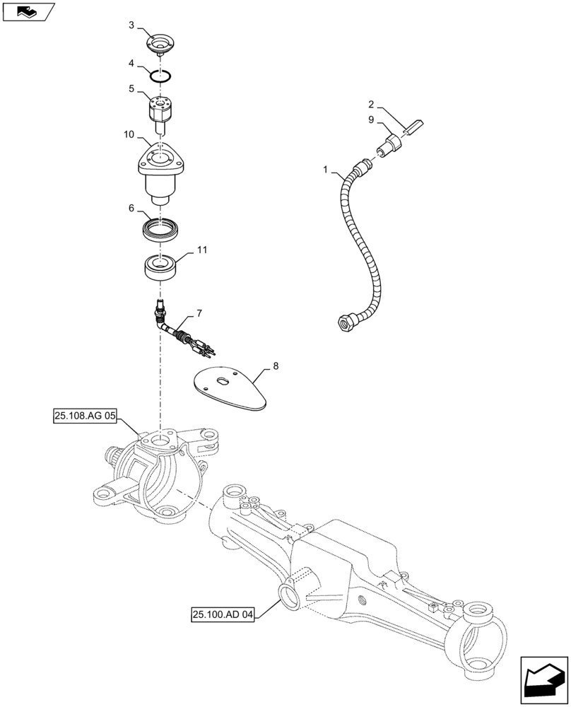 Схема запчастей Case IH MAXXUM 115 - (55.047.AA) - VAR - 330414, 330427, 330408, 330429, 330430 + STD - FRONT AXLE WITH STEERING SENSOR - SENSOR AND RELATED PARTS (55) - ELECTRICAL SYSTEMS