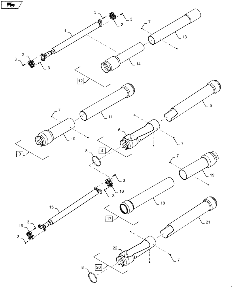 Схема запчастей Case IH MAGNUM 315 - (23.101.AF[05]) - FRONT AXLE, DRIVE SHAFTS & SHIELDS - 12BOLT, CL 4.5, CL 4.75, CL5 - PST & CVT (23) - FOUR WHEEL DRIVE SYSTEM