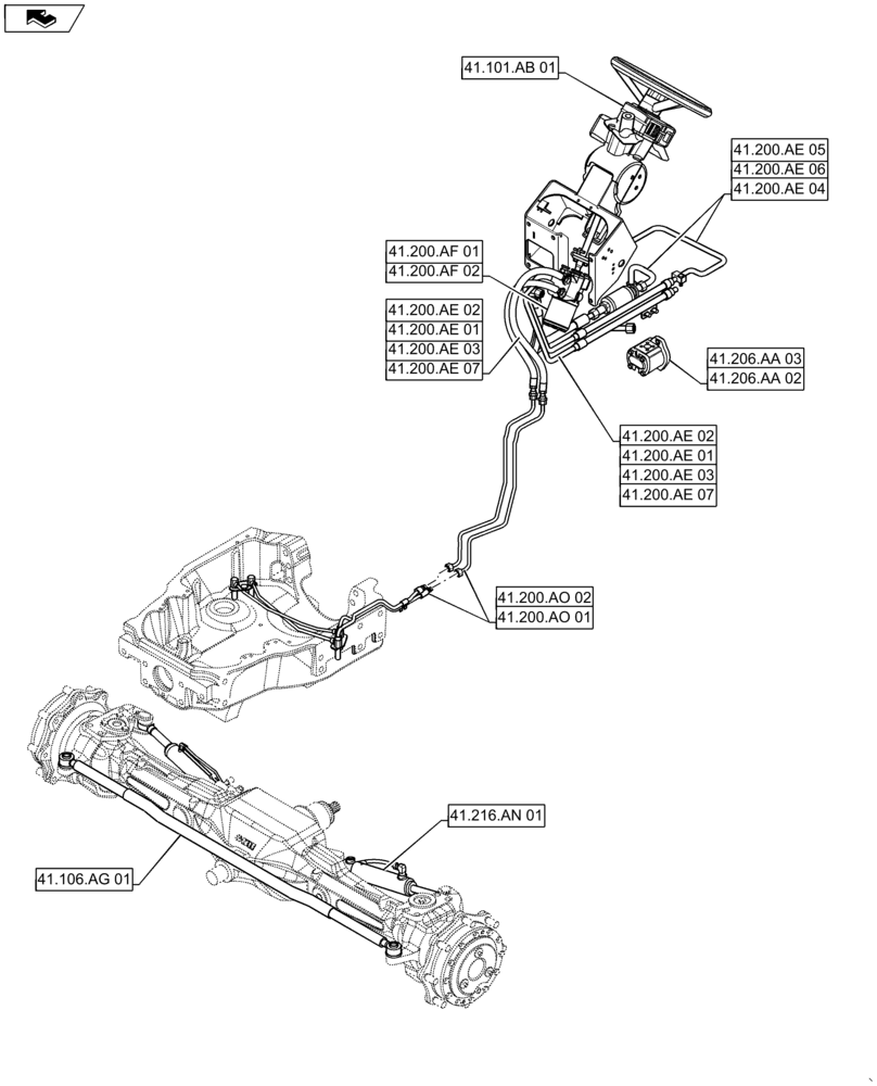 Схема запчастей Case IH MAXXUM 140 - (00.000.41) - PICTORIAL INDEX - STEERING (00) - GENERAL & PICTORIAL INDEX