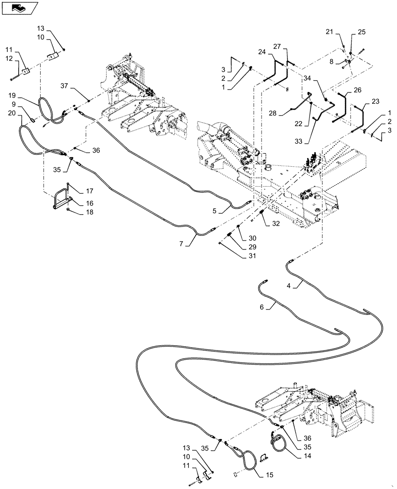 Схема запчастей Case IH 1265 - (35.746.AC[03]) - MARKER HYDRAULICS FOR 36/22 (35) - HYDRAULIC SYSTEMS