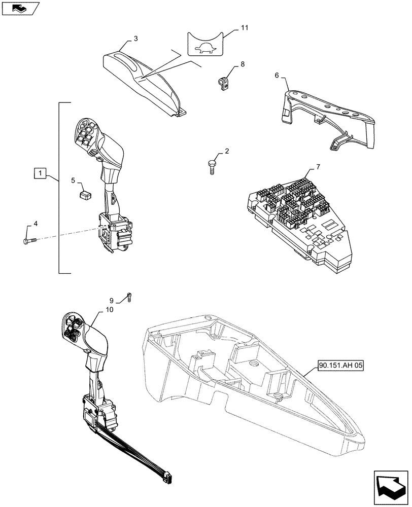 Схема запчастей Case IH MAXXUM 110 - (55.512.CS[01]) - VAR - 330687, 330688, 332023, 332024 - ARMREST CONTROL UNIT - ELECTRONIC CONTROLS AND ELECTRONIC CONTROL UNIT (55) - ELECTRICAL SYSTEMS