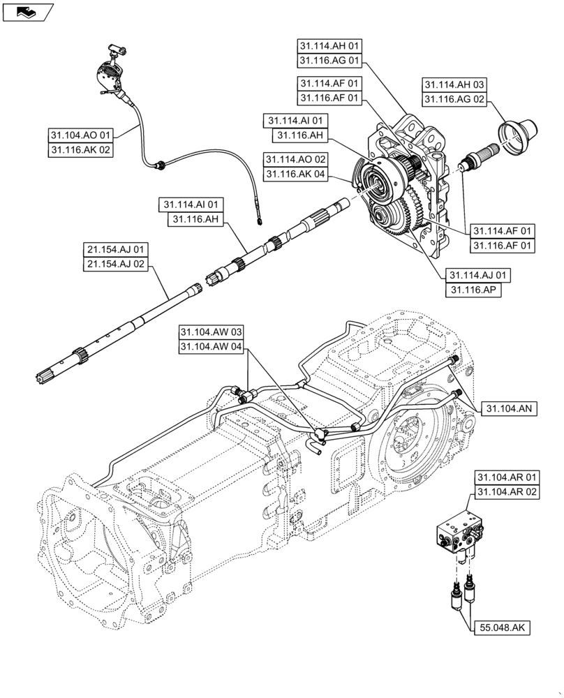 Схема запчастей Case IH MAXXUM 140 - (00.000.31) - PICTORIAL INDEX - IMPLEMENT POWER TAKE-OFF (00) - GENERAL & PICTORIAL INDEX