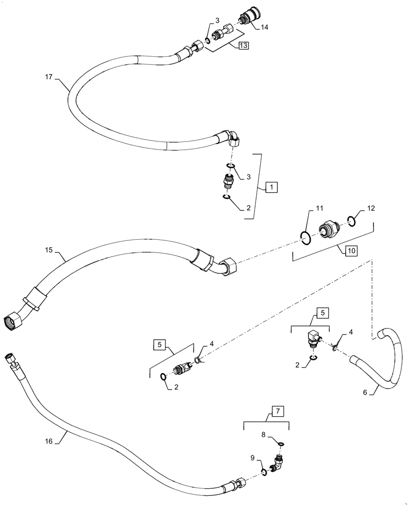 Схема запчастей Case IH MAGNUM 380 - (35.220.AM[03]) - VAR - 420514, 420517 - TRAILER BRAKE VALVE LINES (35) - HYDRAULIC SYSTEMS