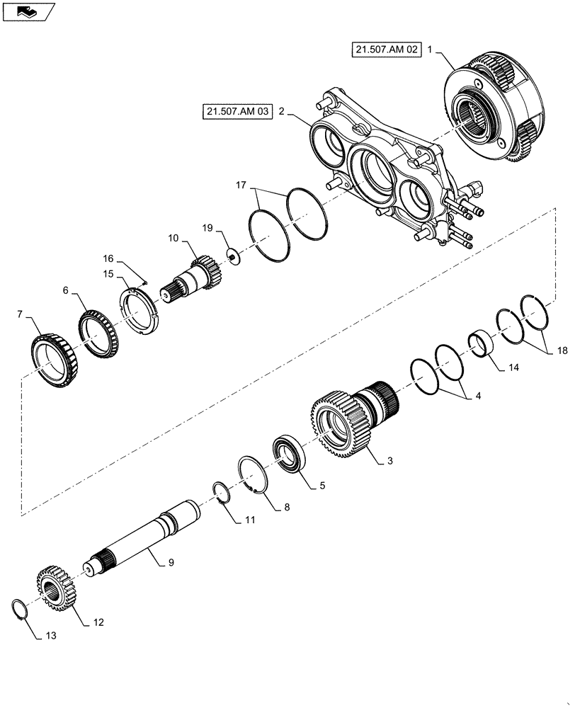 Схема запчастей Case IH MAGNUM 290 - (21.507.AM[01]) - TRANSMISSION - CVT - PLANETARY MOUNTING / WALL ASSY. (21) - TRANSMISSION