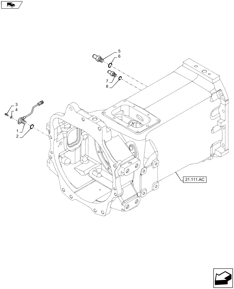 Схема запчастей Case IH MAXXUM 125 - (55.023.AB[01]) - VAR - 330247, 743766, 330291, 743764 - GEARBOX SENSOR (55) - ELECTRICAL SYSTEMS