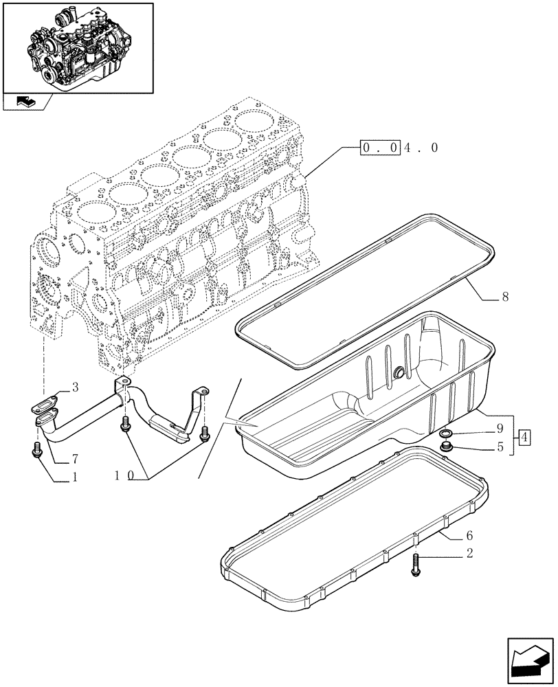 Схема запчастей Case IH F4HE9687M J100 - (0.04.2) - ENGINE OIL SUMP (2853310) 