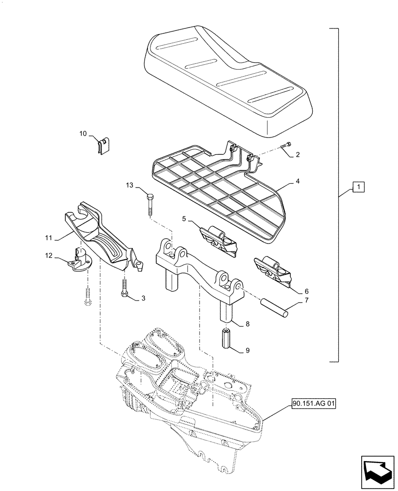 Схема запчастей Case IH MAGNUM 380 - (90.151.AH) - ARMREST CONTROL UNIT, CUSHION ASSY (90) - PLATFORM, CAB, BODYWORK AND DECALS