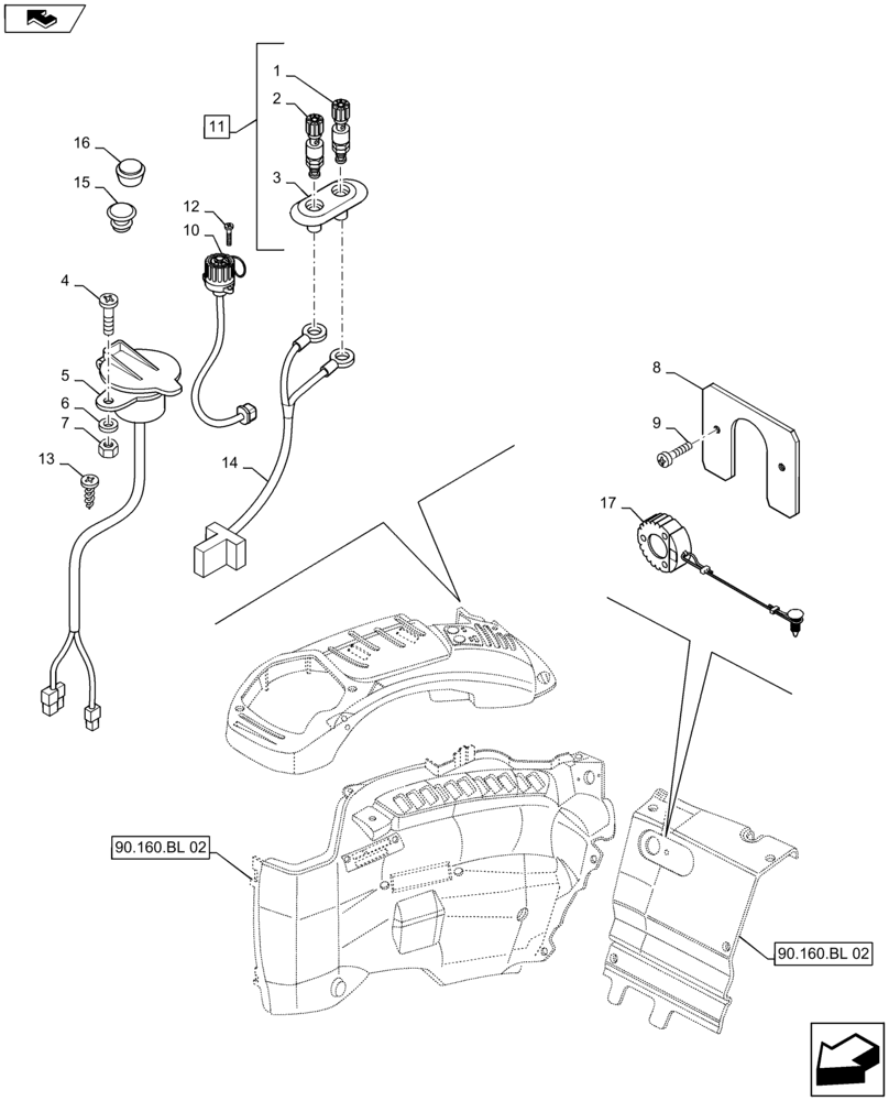 Схема запчастей Case IH MAXXUM 140 - (55.510.BM[04]) - VAR - 330770, 330771, 743902, 330515, 330520, 743816, 331515, 331520, 743729 + STD - AUXILIARY POWER SOCKETS AND CAPS (55) - ELECTRICAL SYSTEMS