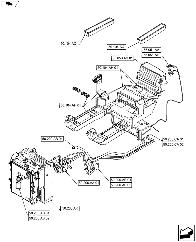 Схема запчастей Case IH MAXXUM 125 - (00.000.50) - PICTORIAL INDEX - CAB CLIMATE CONTROL (00) - GENERAL & PICTORIAL INDEX