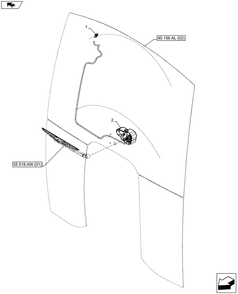 Схема запчастей Case IH FARMALL 85C - (55.518.AZ[01]) - VAR - 331606, 334181, 334182, 334184, 334212, 339606 - WINDSHIELD WIPER, MOTOR - ISO (55) - ELECTRICAL SYSTEMS