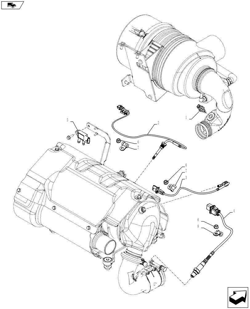 Схема запчастей Case IH FARMALL 105U - (55.014.AE[01]) - STD + VAR - 390174 - AIR CLEANER & INTAKE PARTS, TEMPERATURE SENDER (55) - ELECTRICAL SYSTEMS