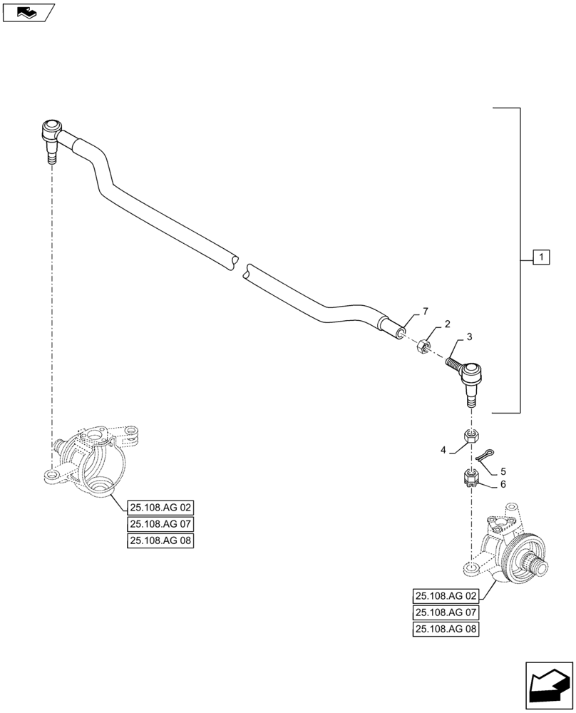 Схема запчастей Case IH MAXXUM 115 - (41.106.AG[02]) - VAR - 330409, 330416, 330425 - CL.3 FRONT AXLE - STEERING TRACK ROD (41) - STEERING