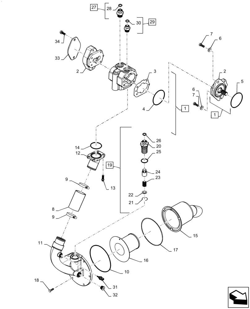 Схема запчастей Case IH MAGNUM 380 - (21.506.BG[07]) - VAR - 429334, 429335 - TRANSMISSION - CVT - CHARGE PUMP ASSY. (21) - TRANSMISSION