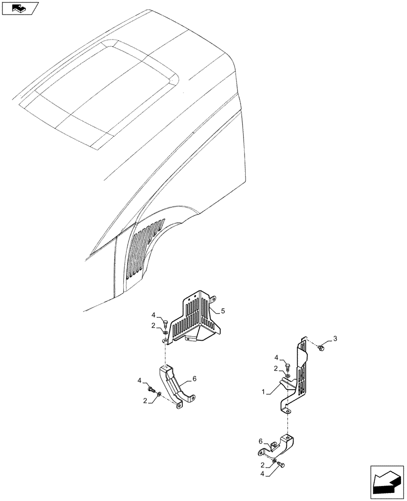 Схема запчастей Case IH FARMALL 85C - (90.100.AF[01]) - VAR - 334216, 334218, 331789 - HOOD, PROTECTION PLATE (90) - PLATFORM, CAB, BODYWORK AND DECALS