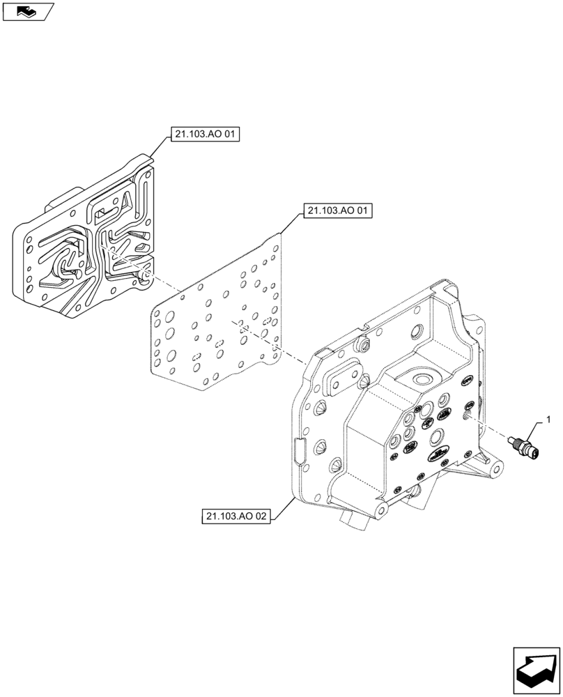 Схема запчастей Case IH MAXXUM 120 - (55.022.AB[02]) - VAR - 330283 - TRANSMISSION 16X16 AND 17X16 (40 KM/H), SPS -TRANSMISSION VALVE BLOCK - TEMPERATURE SENDER (55) - ELECTRICAL SYSTEMS