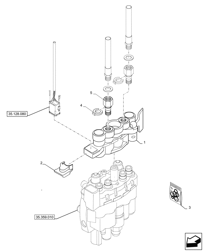 Схема запчастей Case IH L735 - (35.128.070) - VAR - 713611006 - CONVERSION KIT - MC2 (35) - HYDRAULIC SYSTEMS