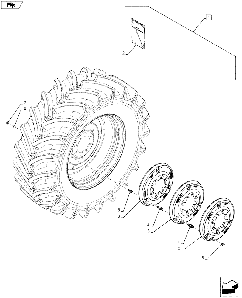 Схема запчастей Case IH FARMALL 115U - (88.039.AA[04]) - DIA KIT, REAR BALLAST (6 PLTS, 430 MM HOLES DISTANCE) (88) - ACCESSORIES