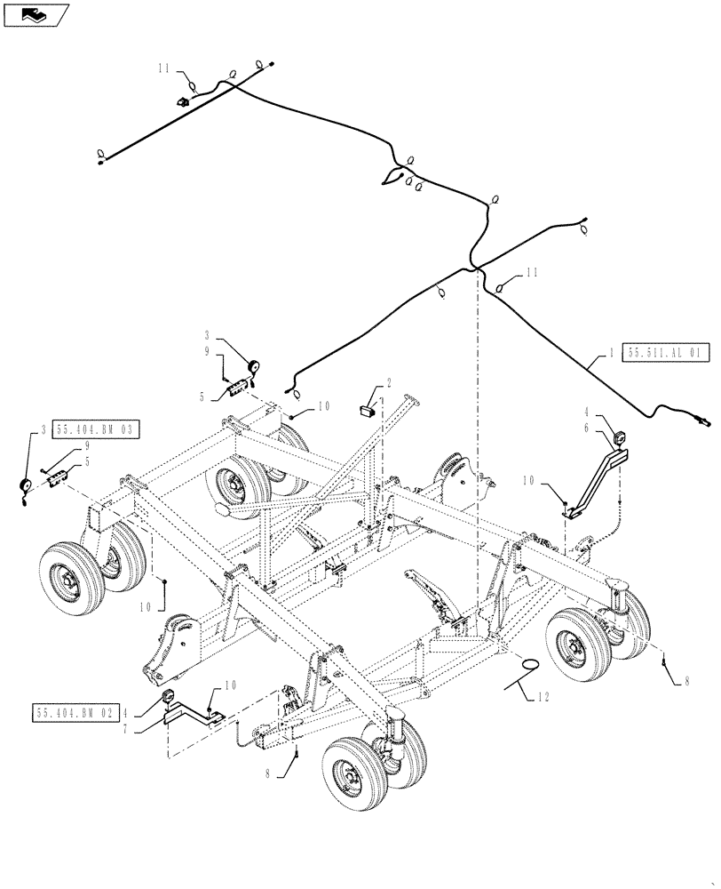 Схема запчастей Case IH 500 - (55.404.BM[01]) - LIGHTING SYSTEM (55) - ELECTRICAL SYSTEMS