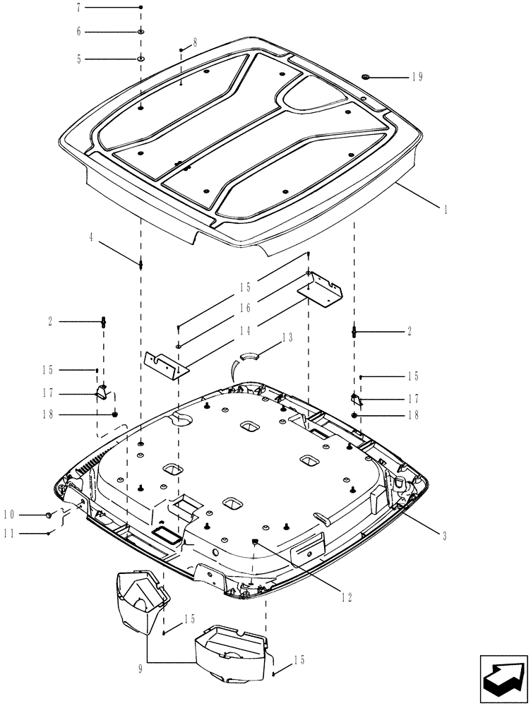 Схема запчастей Case IH MX200 - (09-13A) - CAB ROOF, EUROPE ONLY (09) - CHASSIS/ATTACHMENTS