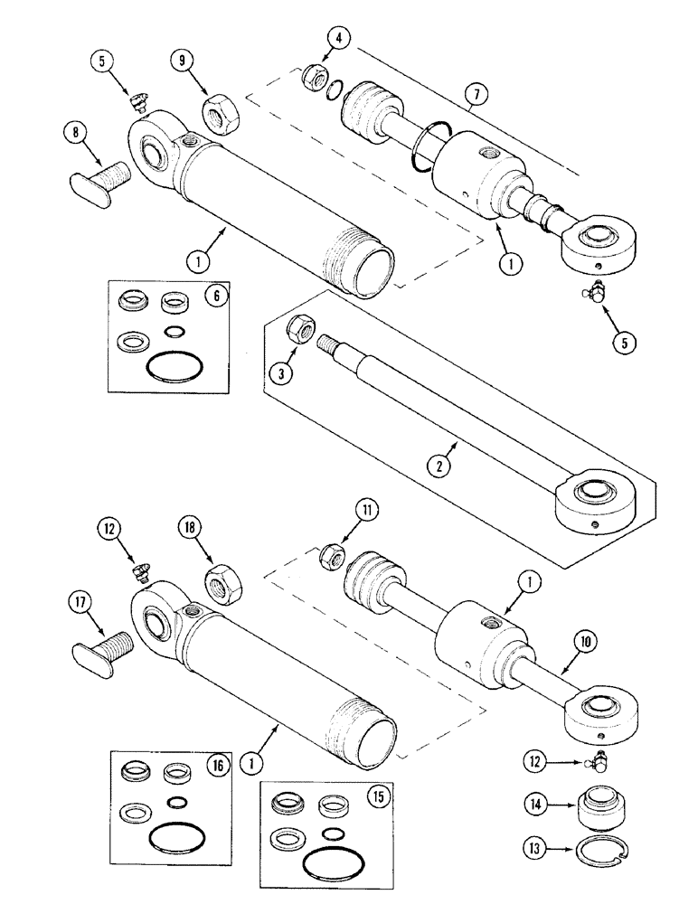 Схема запчастей Case IH 1394 - (5-136) - STEERING CYLINDER, MFD TRACTORS - PRIOR TO P.I.N. 11503001 (05) - STEERING