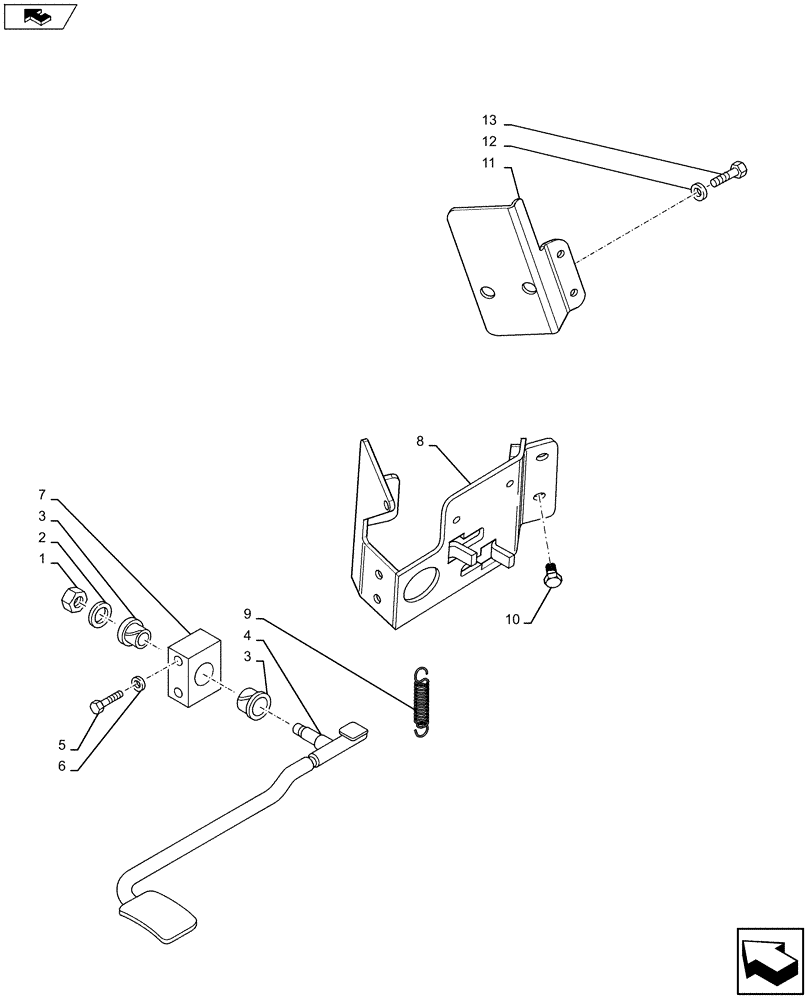 Схема запчастей Case IH PUMA 130 - (33.202.01[01A]) - VAR - 330468 - EXHAUST BRAKE - PEDAL, LEVER & BRACKET D9015 (33) - BRAKES & CONTROLS