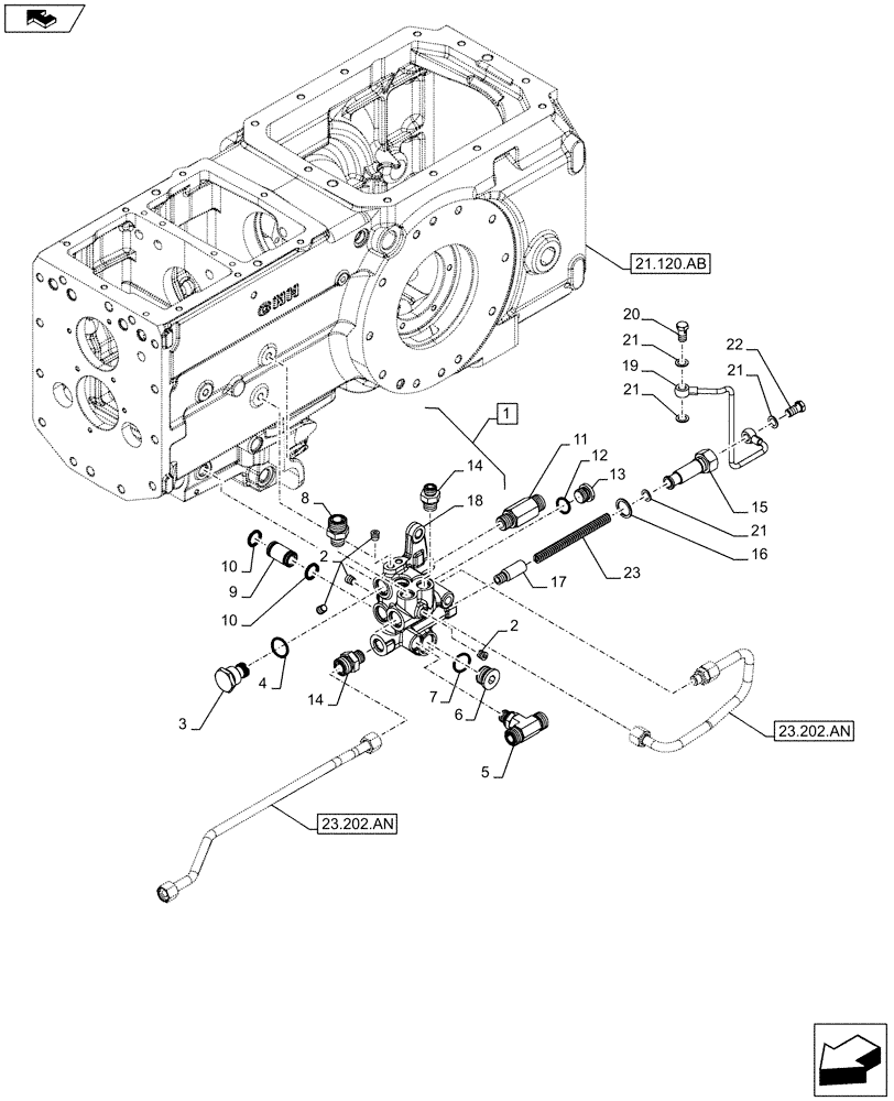 Схема запчастей Case IH FARMALL 105C - (23.202.AJ[06]) - VAR - 743564 - DIFFERENTIAL LOCK, VALVE (2WD - SHUTTLE, W/ GROUND SPEED) (23) - FOUR WHEEL DRIVE SYSTEM