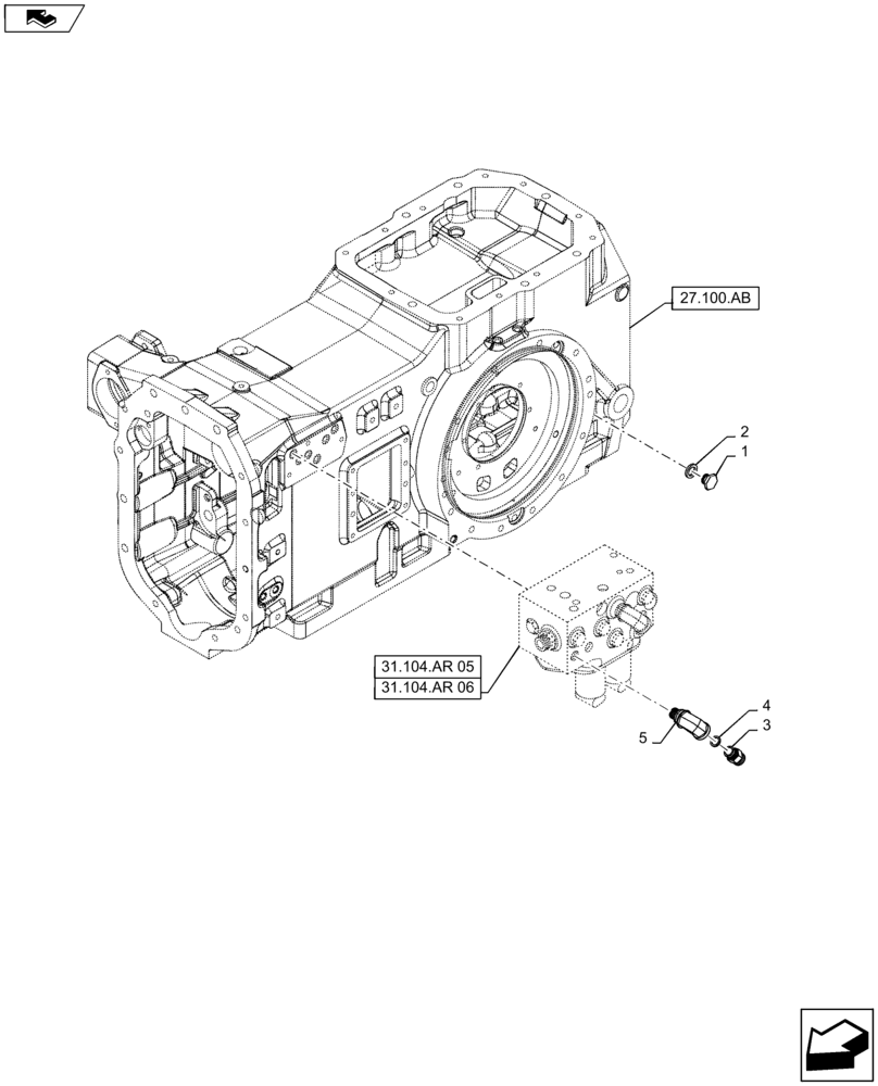 Схема запчастей Case IH MAXXUM 110 - (55.021.AB[01]) - REAR AXLE HOUSING - WARNING AND ALARM SIGNAL EQUIPMENT (55) - ELECTRICAL SYSTEMS