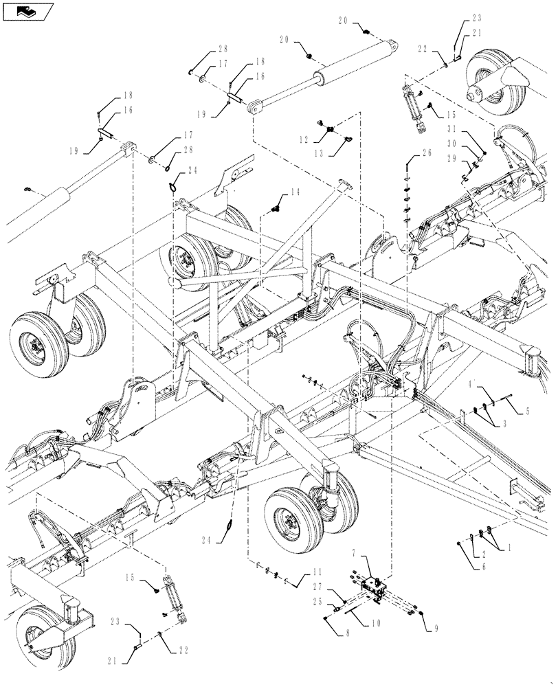 Схема запчастей Case IH 500T - (35.944.AI[08]) - 40 FOOT 10 INCH HYDRAULIC MOUNTING LAYOUT (35) - HYDRAULIC SYSTEMS