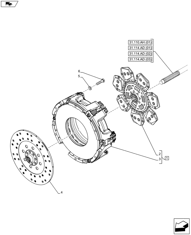 Схема запчастей Case IH FARMALL 95C - (18.110.AB[02]) - VAR - 743565, 743519, 743566, 743594 - CLUTCH, MECHANICAL, PTO, W/O CAB (18) - CLUTCH