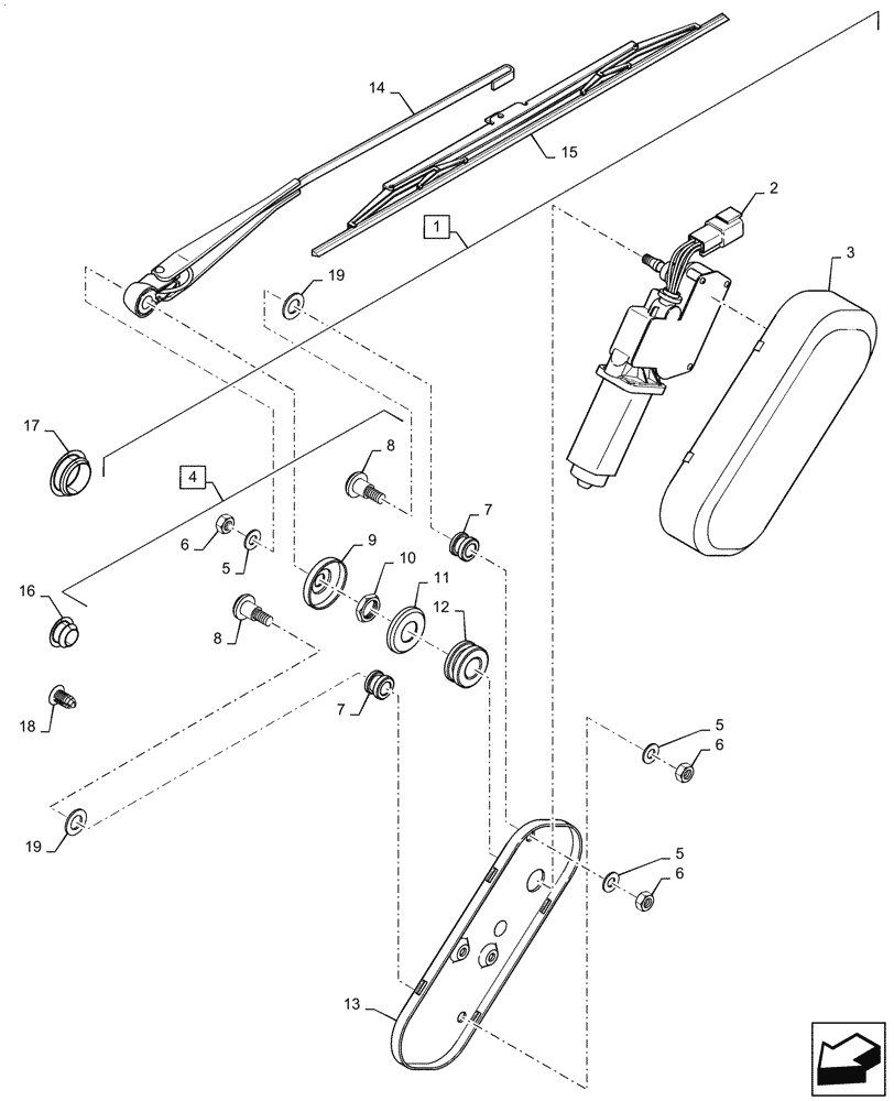 Схема запчастей Case IH MAGNUM 235 - (55.518.AN) - RIGHT HAND WINDOW WIPER (55) - ELECTRICAL SYSTEMS