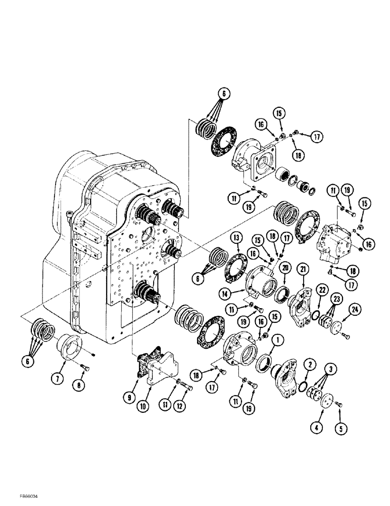 Схема запчастей Case IH 9390 - (6-010) - POWER SHIFT TRANSMISSION ASSEMBLY, FRONT COVERS AND YOKES (06) - POWER TRAIN