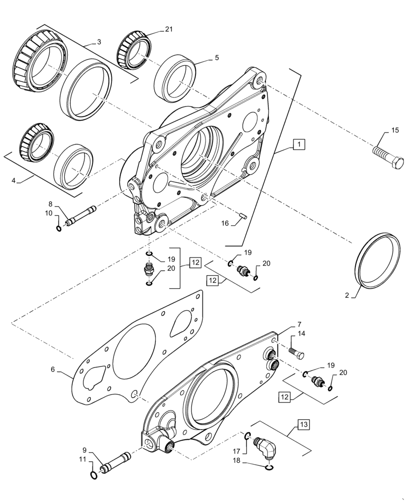 Схема запчастей Case IH MAGNUM 290 - (21.507.AM[03]) - TRANSMISSION - CVT - CENTER WALL ASSY. (21) - TRANSMISSION