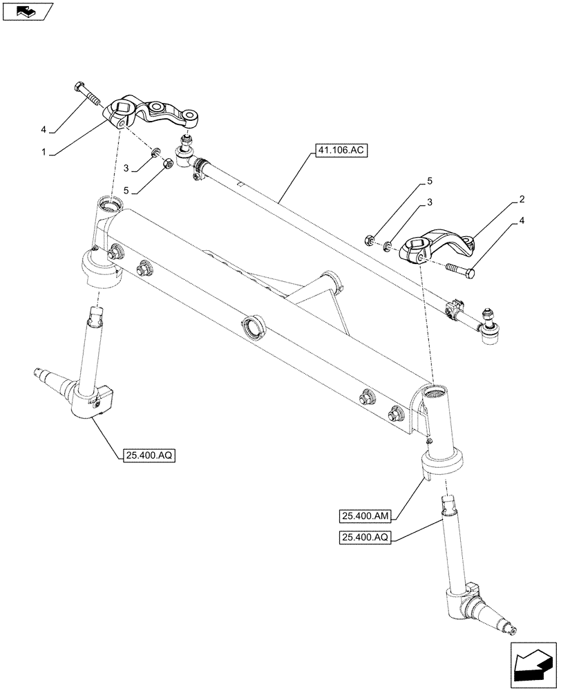 Схема запчастей Case IH FARMALL 115C - (41.106.AB) - VAR - 330581 - 2WD FRONT AXLE, PITMAN (41) - STEERING