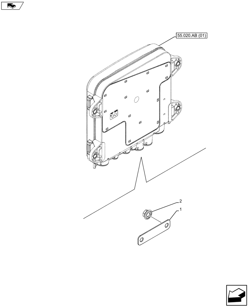 Схема запчастей Case IH FARMALL 105U - (55.020.AB[02]) - VAR - 390798 - FUSE BOX (55) - ELECTRICAL SYSTEMS