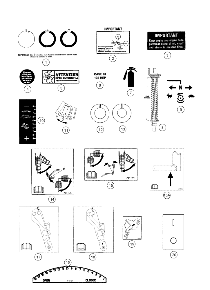 Схема запчастей Case IH 2344 - (09H-23) - DECALS - IMPORTANT INSTRUCTIONS - DECAL KITS (12) - CHASSIS