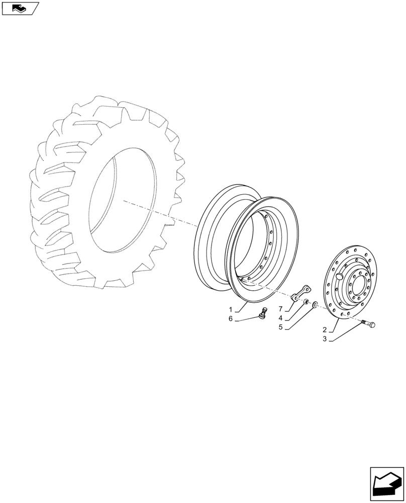 Схема запчастей Case IH MAXXUM 120 - (44.520.AF[10]) - VAR - 8963504 - REAR WHEELS (44) - WHEELS