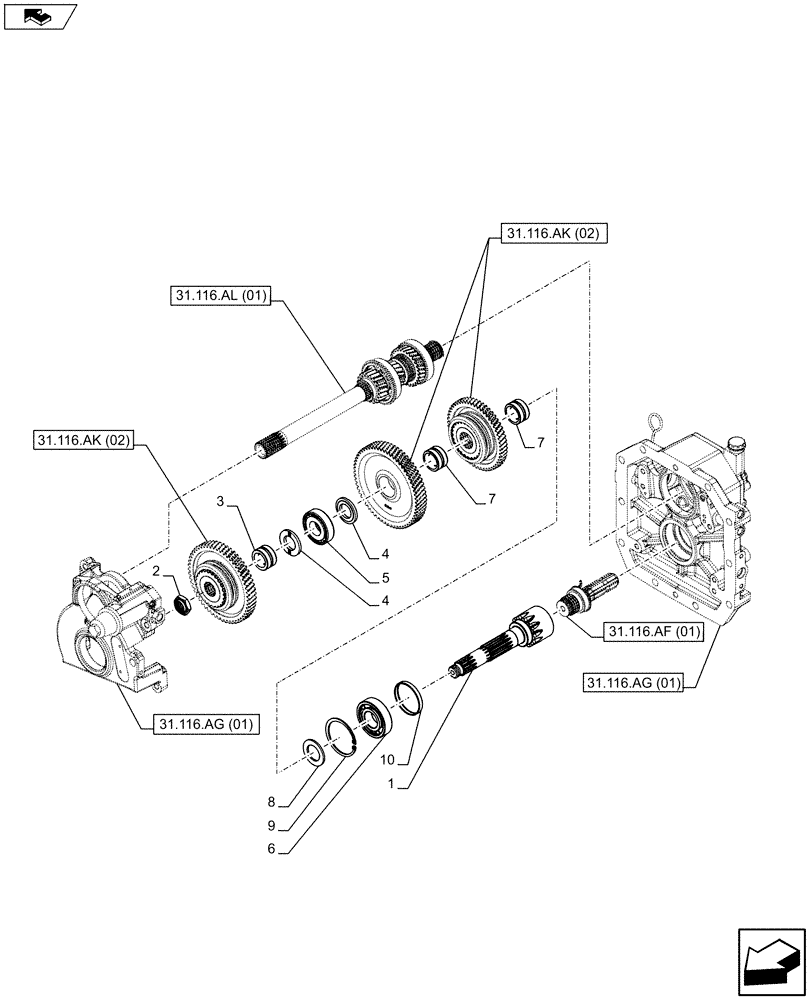 Схема запчастей Case IH FARMALL 115C - (31.116.AB[01]) - VAR - 743768 - PTO 540/540E/1000 RPM, HIDRAULIC, HIDRAULIC, DRIVEN SHAFT (31) - IMPLEMENT POWER TAKE OFF