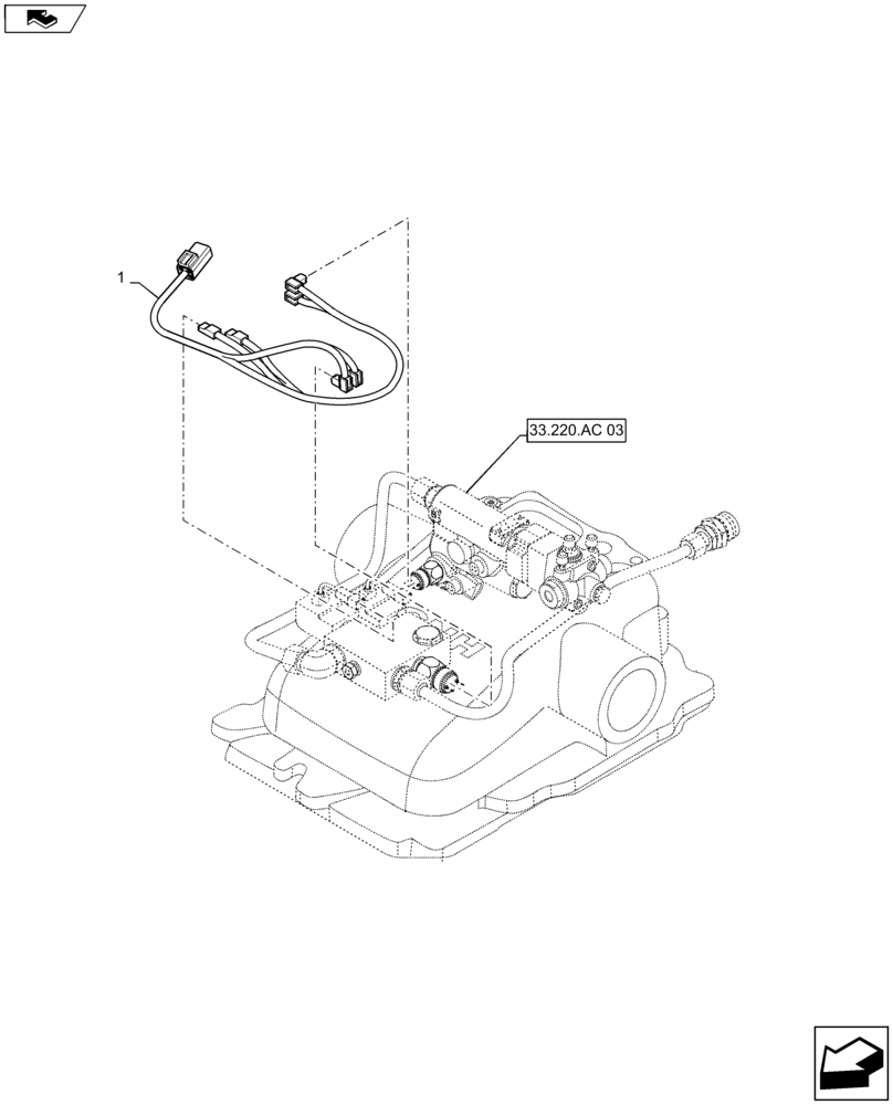 Схема запчастей Case IH MAXXUM 140 - (55.032.AC[01]) - VAR - 331723, 743691 - TRAILER BRAKE VALVE (ITALY) - HARNESS (55) - ELECTRICAL SYSTEMS