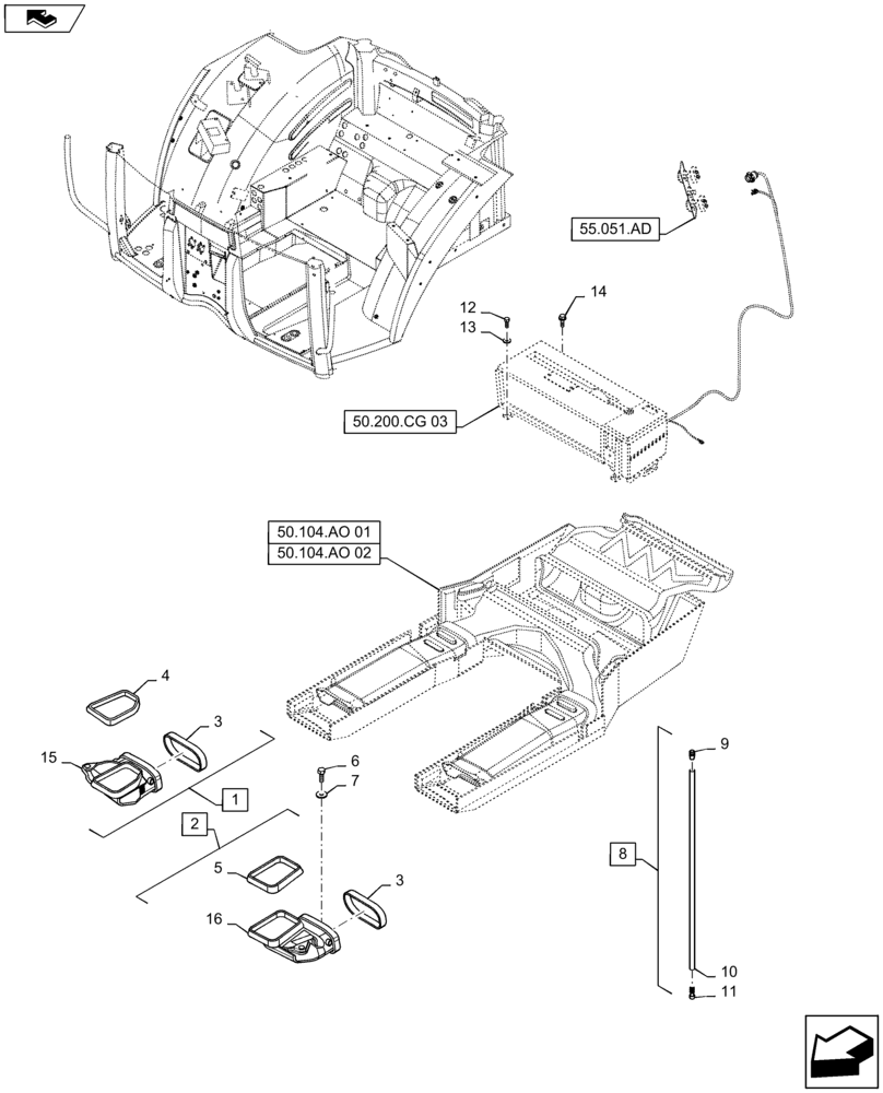 Схема запчастей Case IH MAXXUM 140 - (50.104.AO[03]) - VAR - 330643 - HEATING/AIR CONDITIONING - FAN AND VENTILATION DUCTS (50) - CAB CLIMATE CONTROL