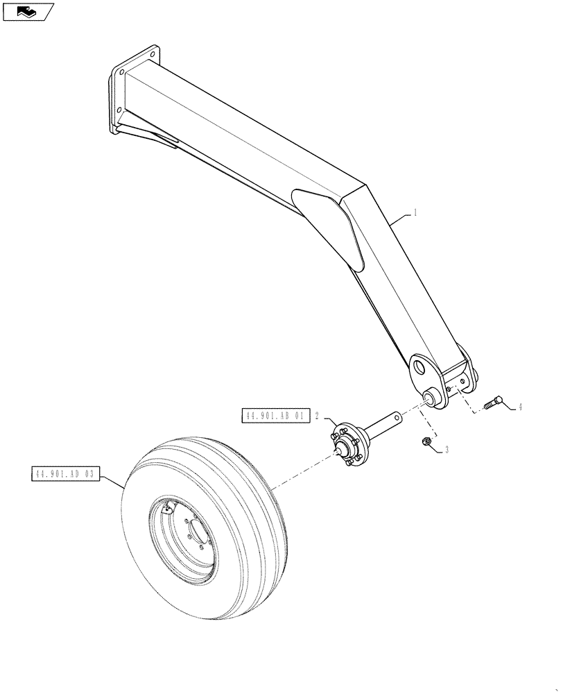 Схема запчастей Case IH 500 - (44.901.AA[03]) - FIXED REAR WHEEL BEAM 25 FOOT (44) - WHEELS