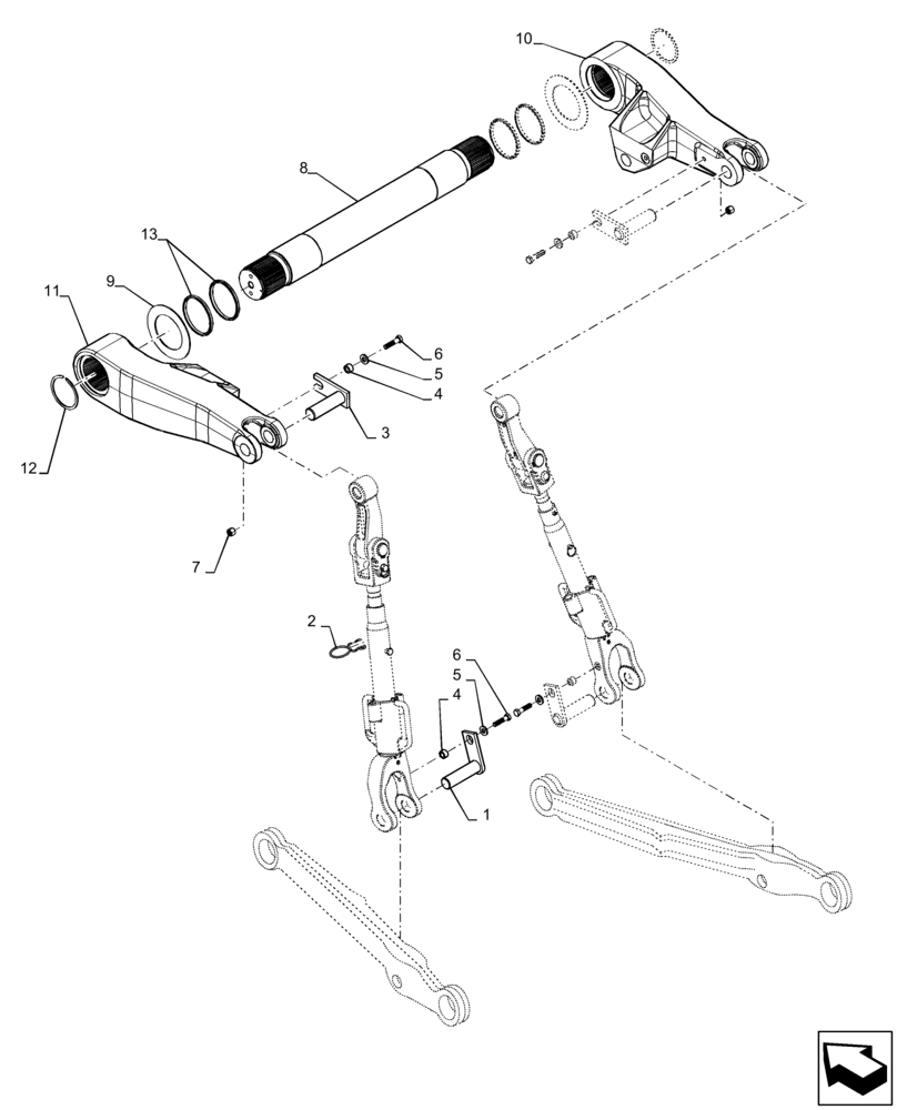 Схема запчастей Case IH MAGNUM 290 - (37.110.AQ[01]) - ROCKSHAFT, REAR (37) - HITCHES, DRAWBARS & IMPLEMENT COUPLINGS