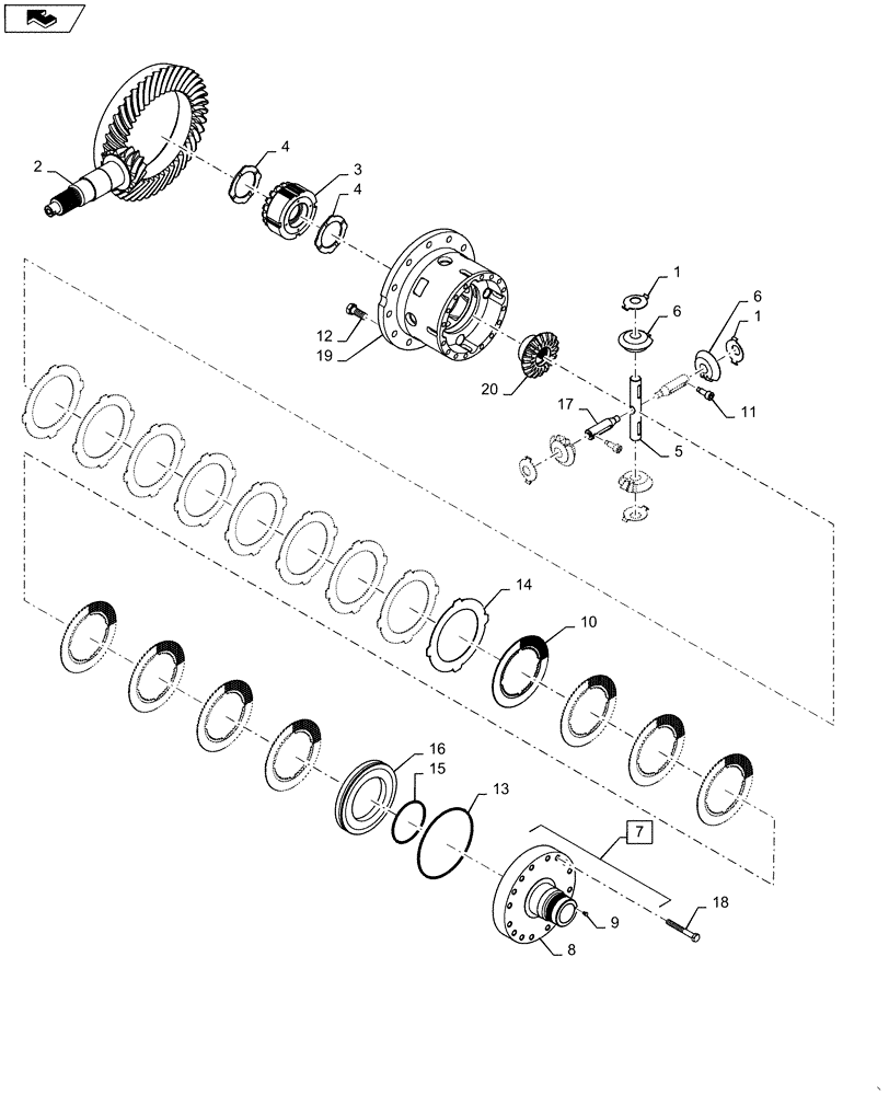 Схема запчастей Case IH MAGNUM 180 - (25.102.04[02]) - CNH AXLE - DIFFERENTIAL ASSY, FRONT AXLE CL 4.75 (25) - FRONT AXLE SYSTEM