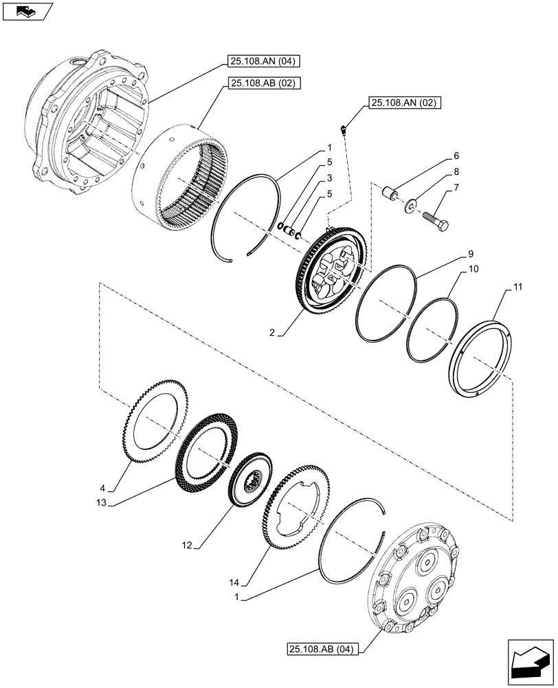 Схема запчастей Case IH FARMALL 105C - (33.204.AD[02]) - VAR - 338323 - 4WD FRONT AXLE, BRAKES, W/HYDRAULIC DIFFERENTIAL LOCK AND BRAKE (HEAVY DUTY) (33) - BRAKES & CONTROLS