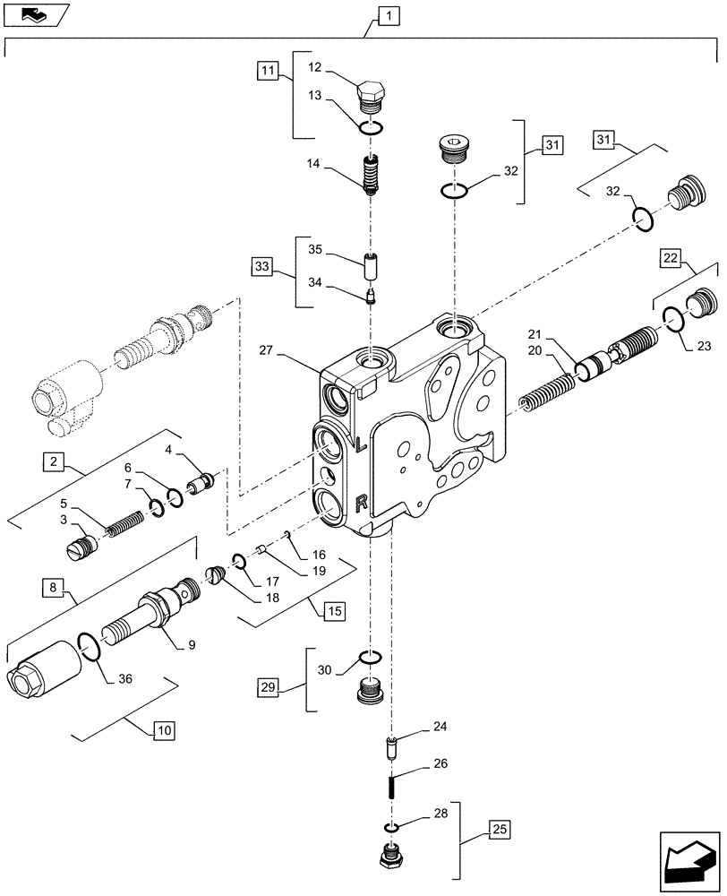 Схема запчастей Case IH MAGNUM 260 - (35.114.AF[01]) - VALVE ASSY, HITCH (35) - HYDRAULIC SYSTEMS